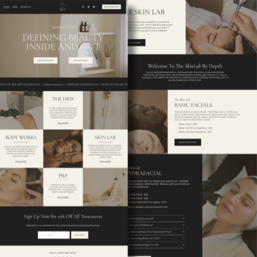 Beauty aesthetic clininc website, showcase of recent work